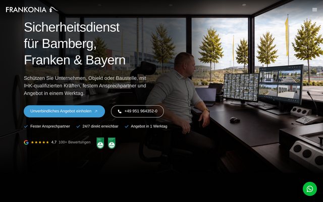 Die Website von FRANKONIA Sicherheitsdienst