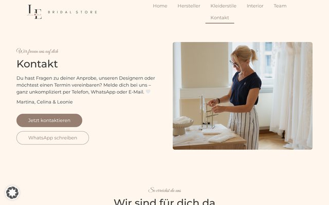 Die Terminanfrage auf der Website von Love Edit Bridalstore